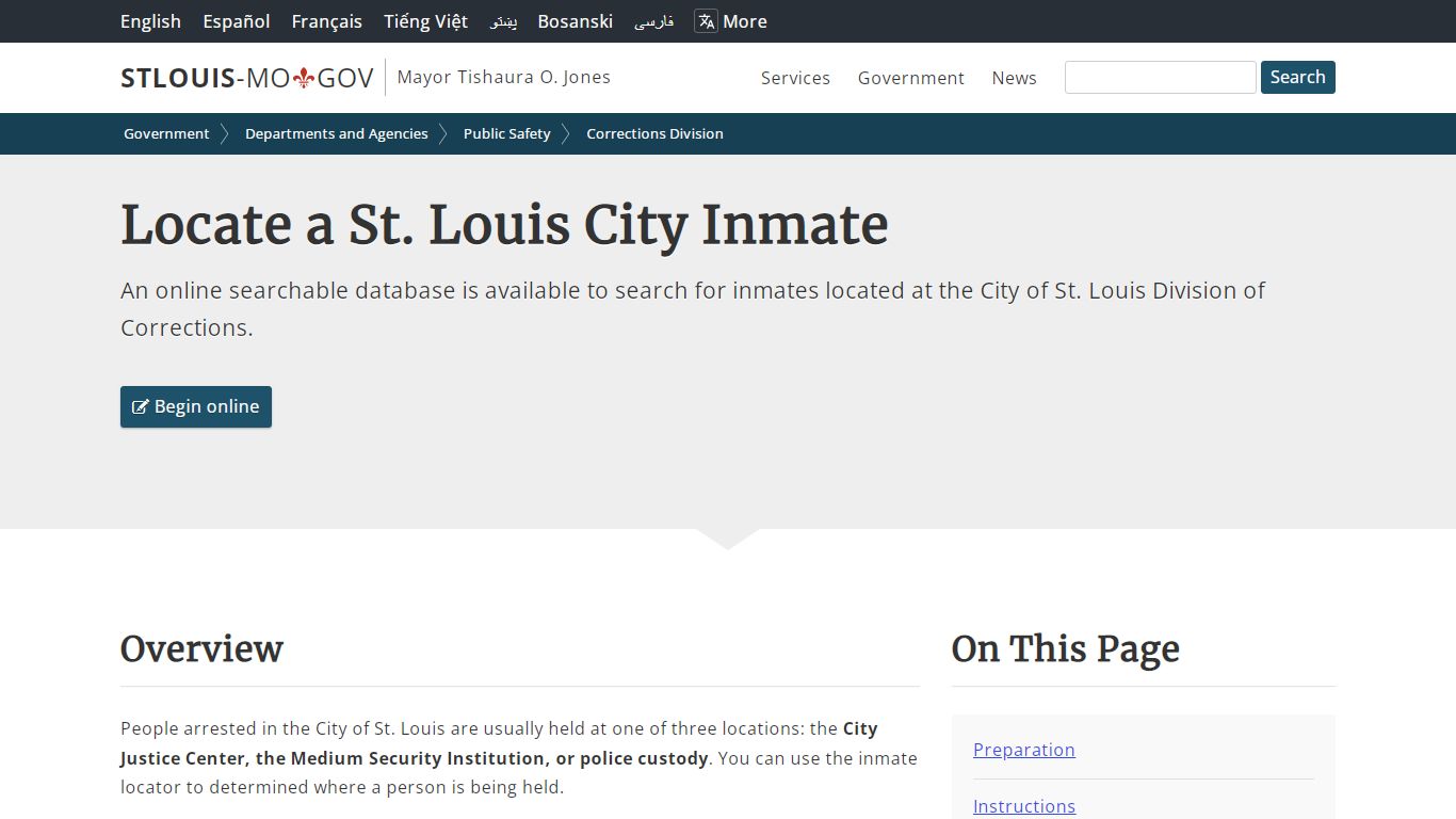 Locate a St. Louis City Inmate - City of St. Louis, MO ...